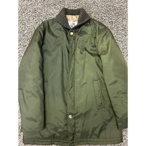 Vintage Hunter Green Men's Coat - Shiny Nylon - Size 42 - Talon Zipper - Waldorf